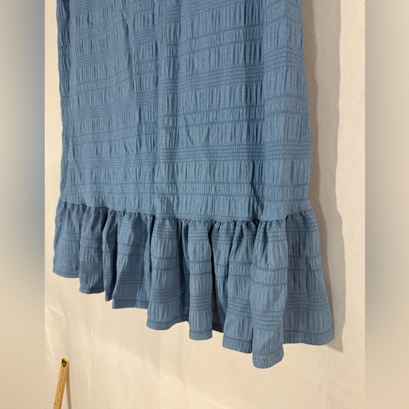 Emery Rose Dress S Blue Sleeveless Textured Ruffle Hem Casual Summer Sheath NWOT - Picture 3 of 7
